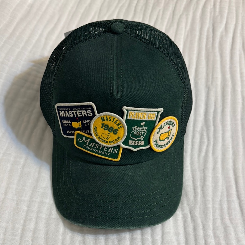 2025 Distressed Green Masters Tournament Trucker Hat with Patches/Badges